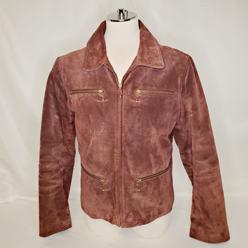 Genuine Leather Short Zippered Jacket